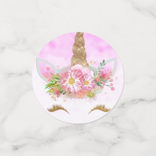 Pink Fantasy en Golden Stars Unicorn Confetti (Kleine voorkant)