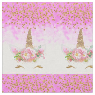 Pink Fantasy en Golden Stars Unicorn Stof