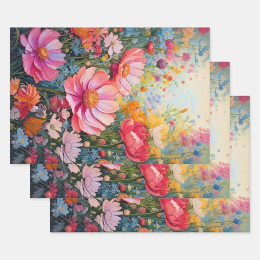 Pink Fantasy Flower Garden Inpakpapier Vel (Set)