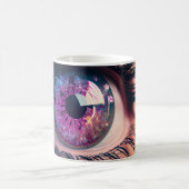 Pink Fantasy  Glitter Eye Closeup Magische Mok (Center)