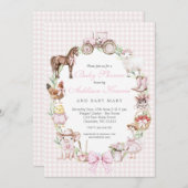 Pink Farm Baby Shower invitation Kaart (Voorkant / Achterkant)