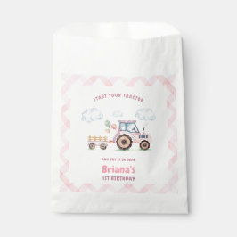 Pink Farm Tractor Girl Any Age Birthday Bedankzakje