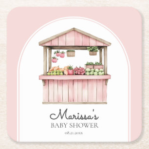 Pink Farmers Market Baby shower Kartonnen Onderzetters