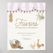 Pink Farmers Market Boerderij Fresh Favors Sign Poster (Voorkant)