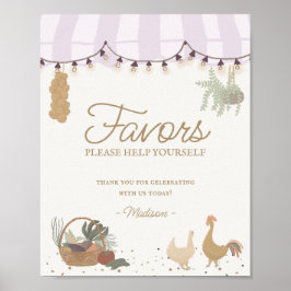 Pink Farmers Market Boerderij Fresh Favors Sign Poster