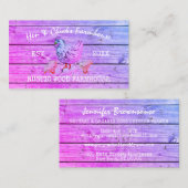 Pink Farmhouse Wooden Rustic Chicks Hen Visitekaartje (Voorkant / Achterkant)