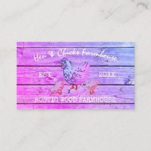 Pink Farmhouse Wooden Rustic Chicks Hen Visitekaartje