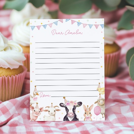 Pink Farmyard Time Capsule Note Bericht Kaart