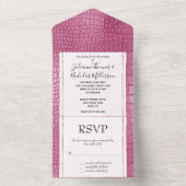 Pink Faux Alligator Animal Baby shower All In One Uitnodiging (Binnen)