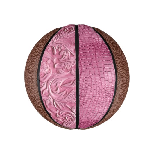 Pink Faux Alligator Animal Basketbal (Verticaal)