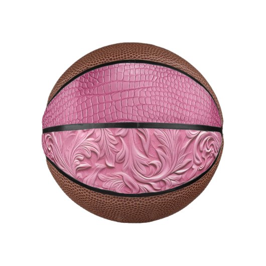 Pink Faux Alligator Animal Basketbal (Voorkant)