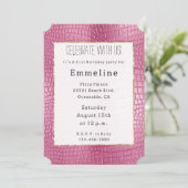 Pink Faux Alligator Animal Birthday Kaart (Staand voorkant)