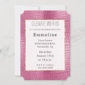 Pink Faux Alligator Animal Birthday Kaart (Voorkant)