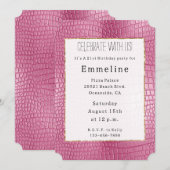 Pink Faux Alligator Animal Birthday Kaart (Voorkant / Achterkant)