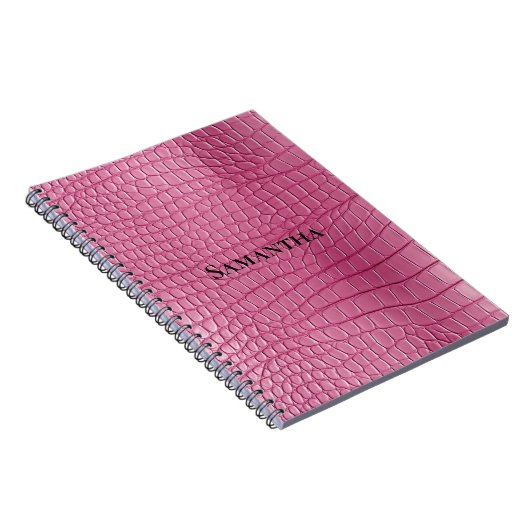 Pink Faux Alligator Animal Notitieboek (Rechterzijde)
