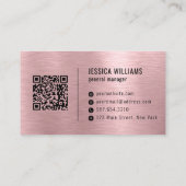 Pink Faux Brushed Metal Professional QR Code Visitekaartje (Achterkant)