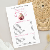 Pink Faux Crochet Cupcake Bakery Price List Flyer