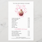 Pink Faux Crochet Cupcake Bakery Price List Flyer (Voorkant)