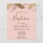 Pink Faux Glitter Budget Baptism Flyer (Voorkant)
