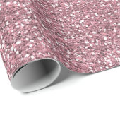 Pink Faux Glitter Verjaardag Cadeaupapier (Rol Hoek)