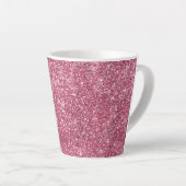 Pink Faux Glittery Stripes Latte Mok (Rechterhoek)
