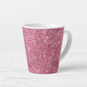 Pink Faux Glittery Stripes Latte Mok