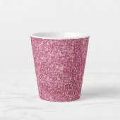 Pink Faux Glittery Stripes Latte Mok (Voorkant)