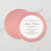 Pink Faux Gold Foil Polka Dots Patroon Kaart (Voorkant / Achterkant)