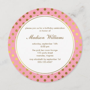 Pink Faux Gold Foil Polka Dots Patroon Kaart