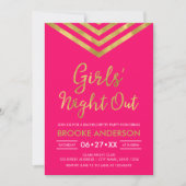 Pink Faux Gold Modern Chevron Girls Night Out Kaart (Voorkant)