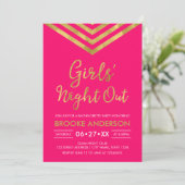 Pink Faux Gold Modern Chevron Girls Night Out Kaart (Staand voorkant)
