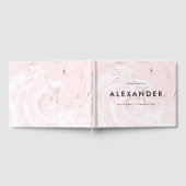 PInk Faux Marble Modern Wedding Guestbook Gastenboek (Volledig)