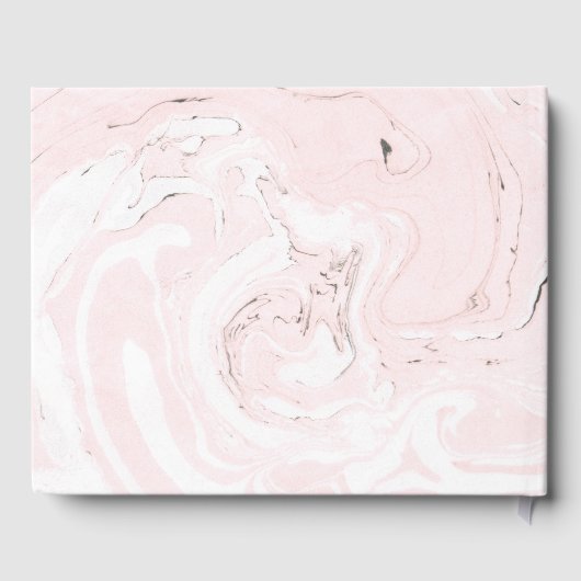 PInk Faux Marble Modern Wedding Guestbook Gastenboek (Achterkant)