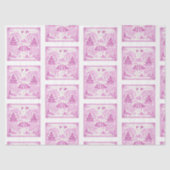 Pink faux porcelain Chinoiserie Willow Tile Tissuepapier (Voorkant)