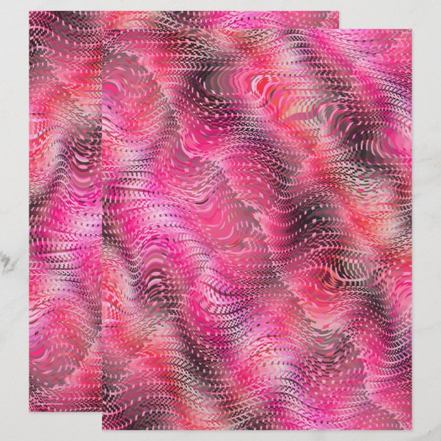 Pink Faux Snakeskin Scrapbook Paper 2-Sided Page (Voorkant / Achterkant)