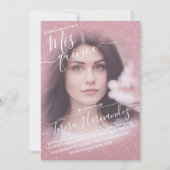 Pink Faux Sparkly Glitter Ombre Photo Quinceañera Kaart (Voorkant)