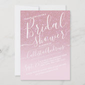 Pink Faux Sparkly Glitter Ombre Vrijgezellenfeest Kaart (Voorkant)