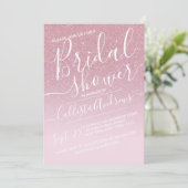 Pink Faux Sparkly Glitter Ombre Vrijgezellenfeest Kaart (Staand voorkant)