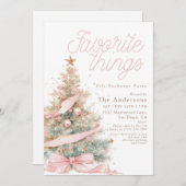 Pink Favorite Things Gift Exchange Christmas Kaart (Voorkant / Achterkant)