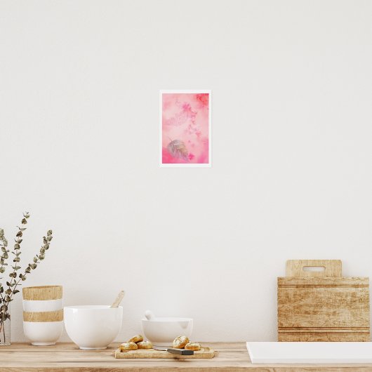 Pink Feather and Peacock Poster (Keuken)
