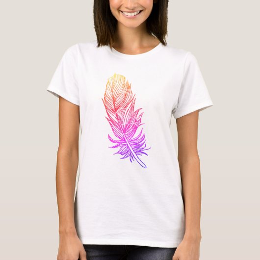 Pink Feather Art Basic T-shirt, wit T-shirt (Voorkant)