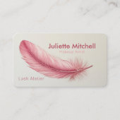Pink Feather Minimalist Makeup Artist Visitekaartje (Voorkant)