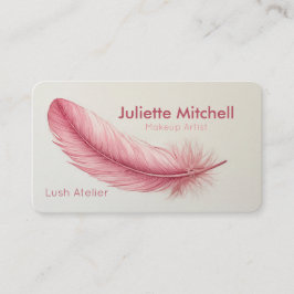Pink Feather Minimalist Makeup Artist Visitekaartje