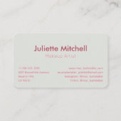 Pink Feather Minimalist Makeup Artist Visitekaartje (Achterkant)