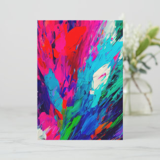 Pink Feathers Fingerpainting Card Uitnodiging