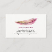 Pink Feathers Waterverf Boho Girly Chic Visitekaartje (Achterkant)
