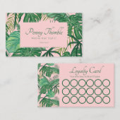 Pink Feminine Tropical Monstera Oerwoud Palm Klantenkaartje (Voorkant / Achterkant)
