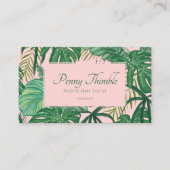 Pink Feminine Tropical Monstera Oerwoud Palm Klantenkaartje (Voorkant)