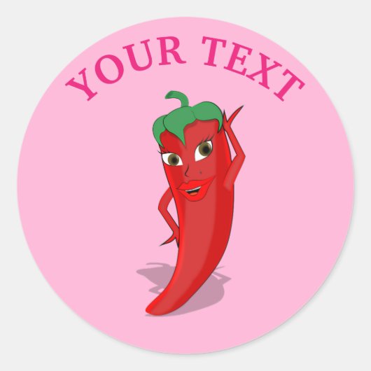 Pink Fiesta Bridal Shower With Red Hot Pepper Diva Ronde Sticker (Voorkant)
