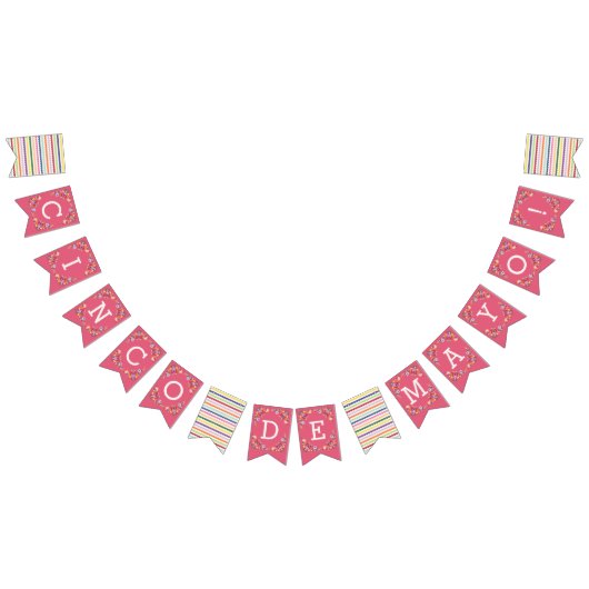 Pink Fiesta Floral Cinco de Mayo Bunting Banner (Alle)